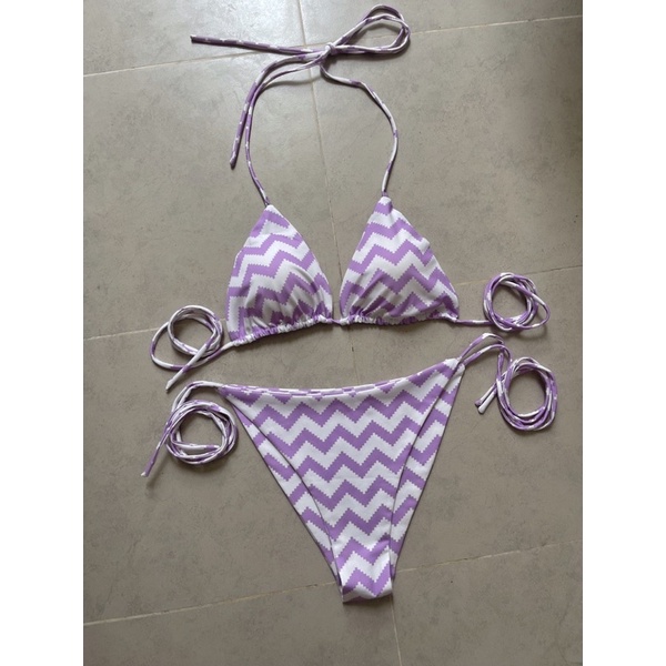 Jeune Bikini - Họa tiết kẻ tím