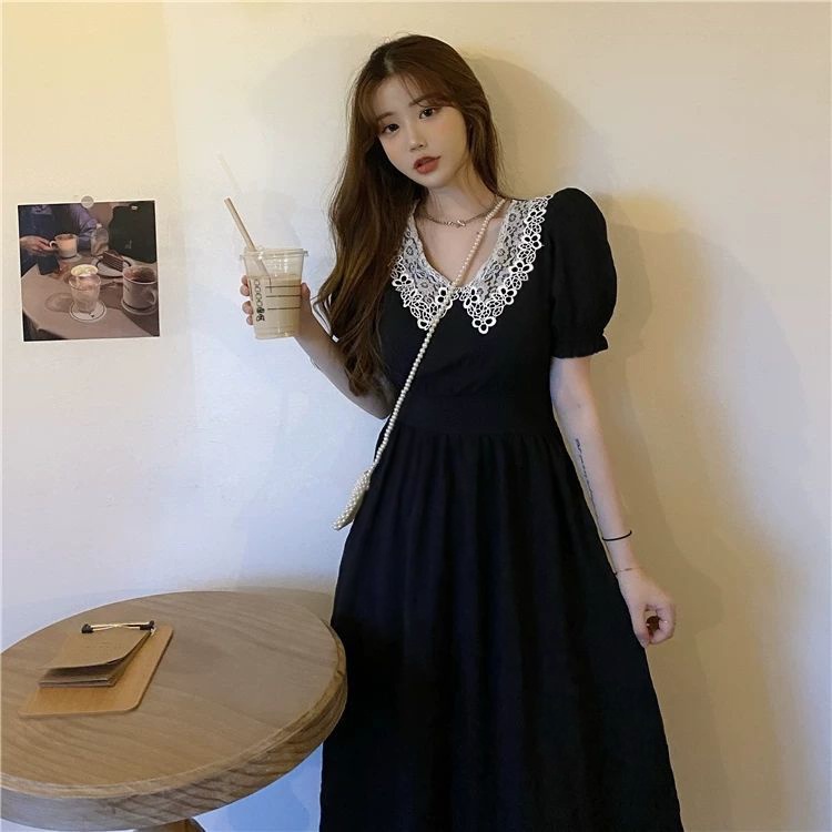 Đầm Perty tay phồng phong cách Hàn Quốc cổ điển thiết kế dễ thương cho nữ