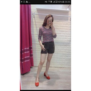 Áo thun gân kẻ sọc cổ tim basic phối đồ cực xinh