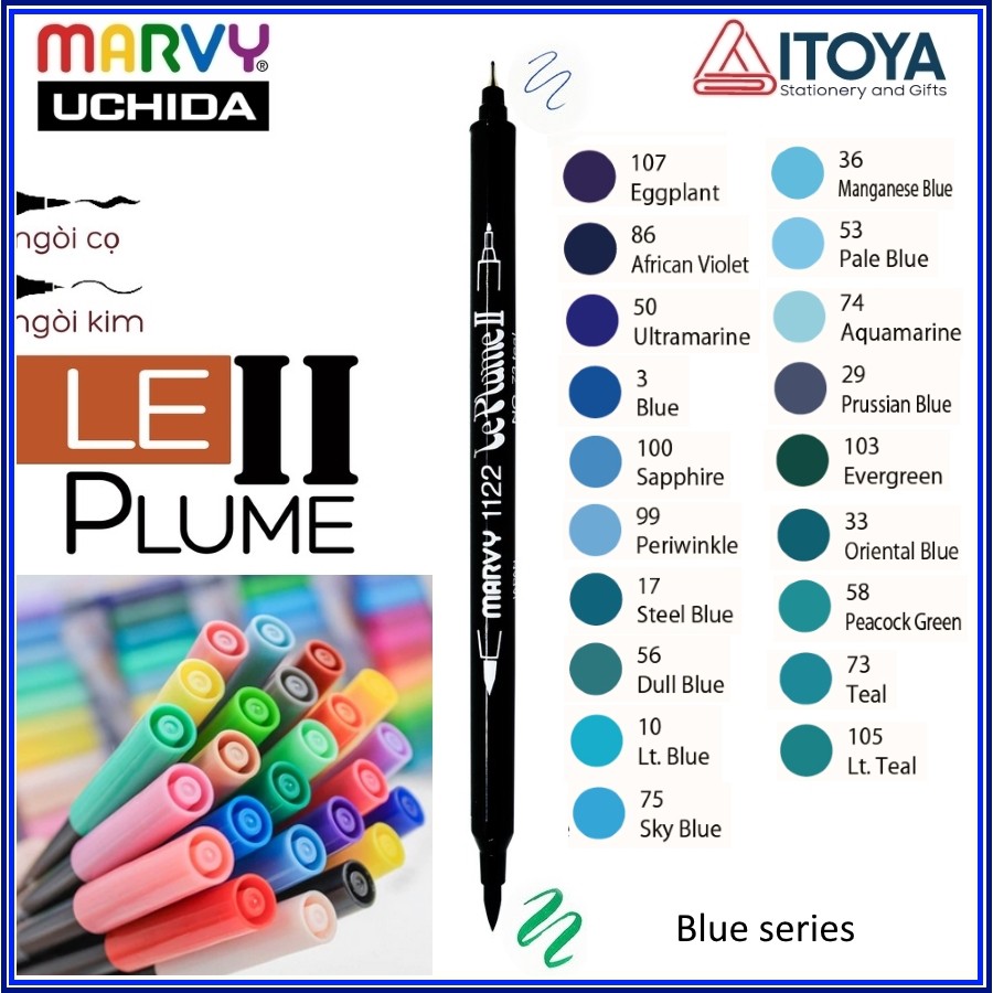 Bút cọ hai đầu Marvy Le Plume II 1122 (Blue series)