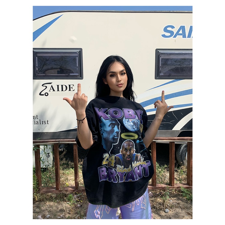 Áo Thun Vintage Kobe Bryant v2 100% Cotton Tay Lỡ Unisex - Đen/Trắng Cổ Tròn | Blackwork