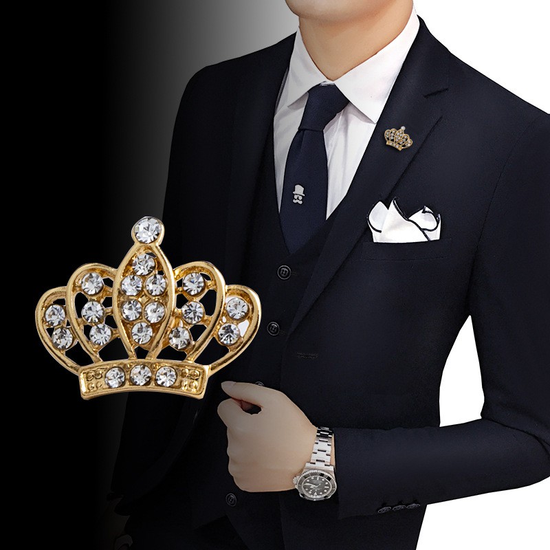 Ghim cài áo Vest nam Lapel Pin thời trang hình vương miện Hoàng Gia mini GH-107 {Phụ kiện Vest Nam - AdamZone}