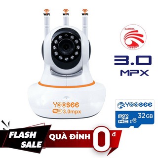 Camera Ip WiFi YooSee 3.0mpx UHD Tiếng Việt Mới 2020 + Thẻ 32Gb Yoosee