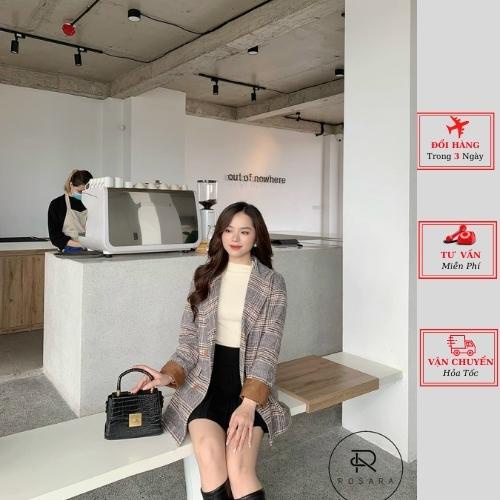 Áo blazer nữ dạ kẻ caro ulzzang Hàn Quốc mùa thu đông phong cách năng động