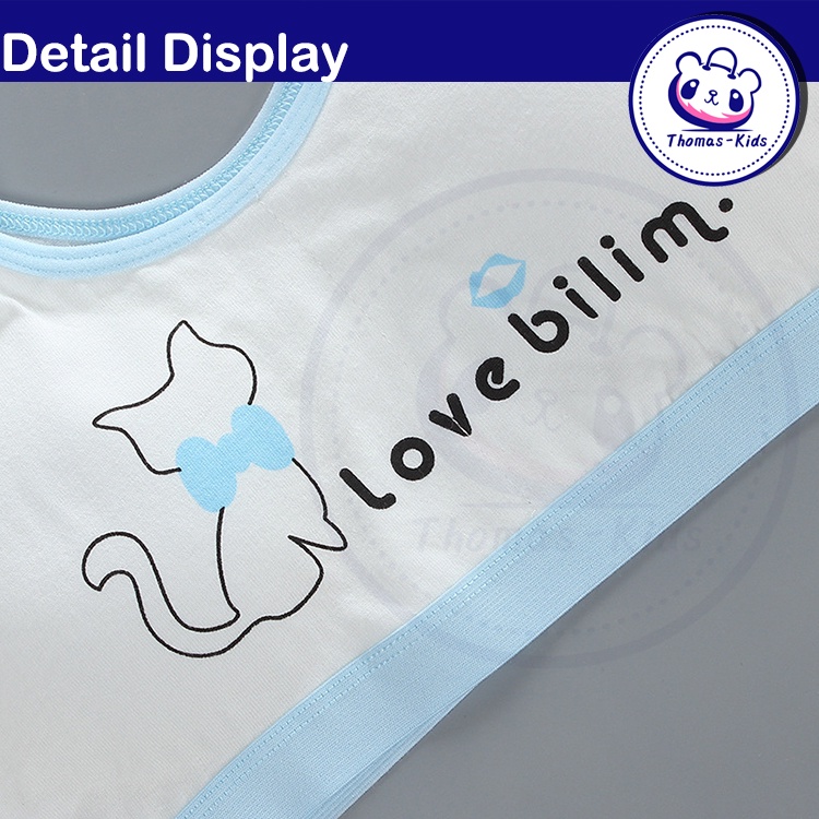 [THOMAS Kids] Áo Lót Thể Thao Cotton Họa Tiết Mèo Hoạt Hình Nhiều Màu Sắc Cho Bé Gái 8-16 Tuổi