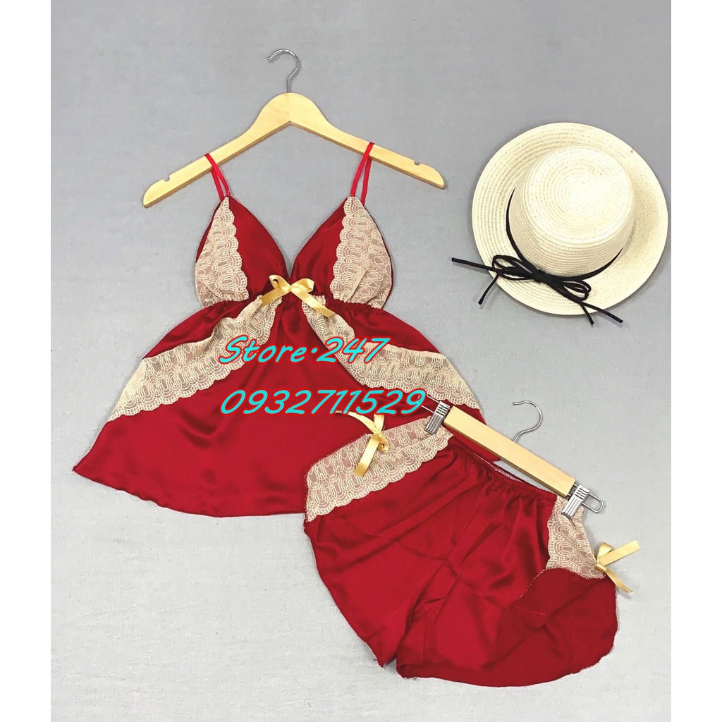 BỘ NGỦ SEXY SATIN CÓ MÚT SIZE DƯỚI 55KG | BigBuy360 - bigbuy360.vn