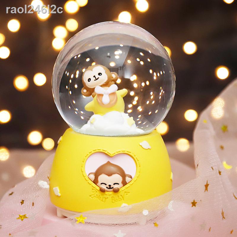 Quả cầu pha lê trong suốt Quả bóng tròn Ảo tưởng Chú khỉ nhỏ dễ thương Xoay Hộp âm nhạc Hộp nhạc Bé tr
