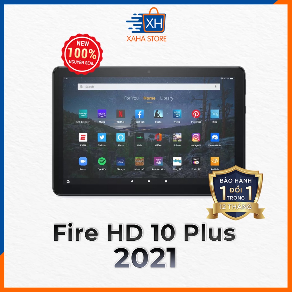 [Mã 151ELSALE1 giảm 5% đơn 3TR] Máy tính bảng Fire HD 10 Plus RAM 4GB 2021, chính hãng Amazon màu đen slate