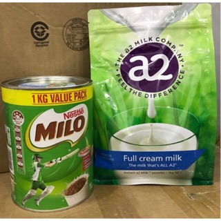 Combo sữa Milo 1kg và A2 nguyên kem