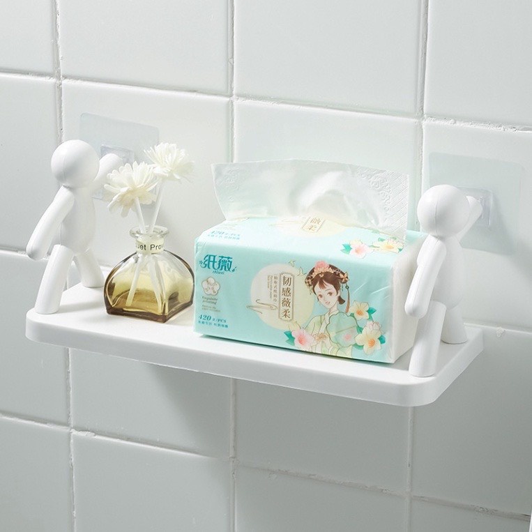 Kệ hình nhân decor nhà tắm, kệ nhựa nhà bếp dán tường siêu dính chịu lực
