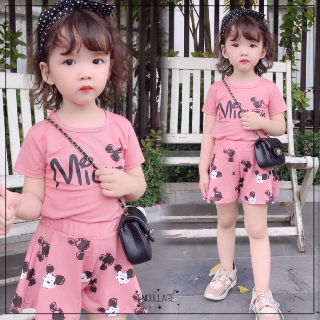 Bộ Mickey giả váy bé gái size nhí ( 8-17 kg)