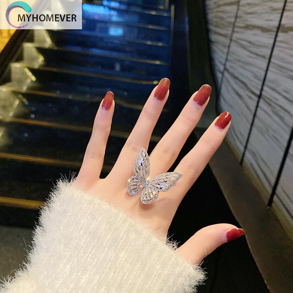 Nhẫn Hở Hình Bướm Đính Đá Zircon