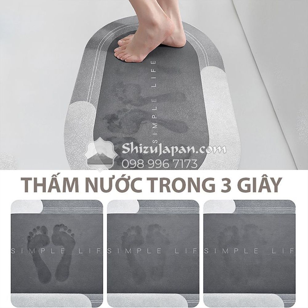 Thảm Chùi Chân Siêu Hút Nước Chống Trơn Trượt (Oval, Chữ Nhật Nhiều Màu)