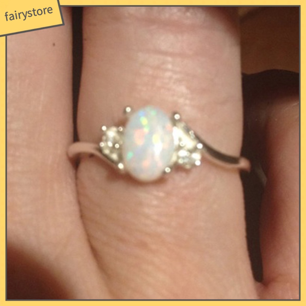 Nhẫn Hợp Kim Đính Đá Opal Nhân Tạo Thời Trang Cho Nữ