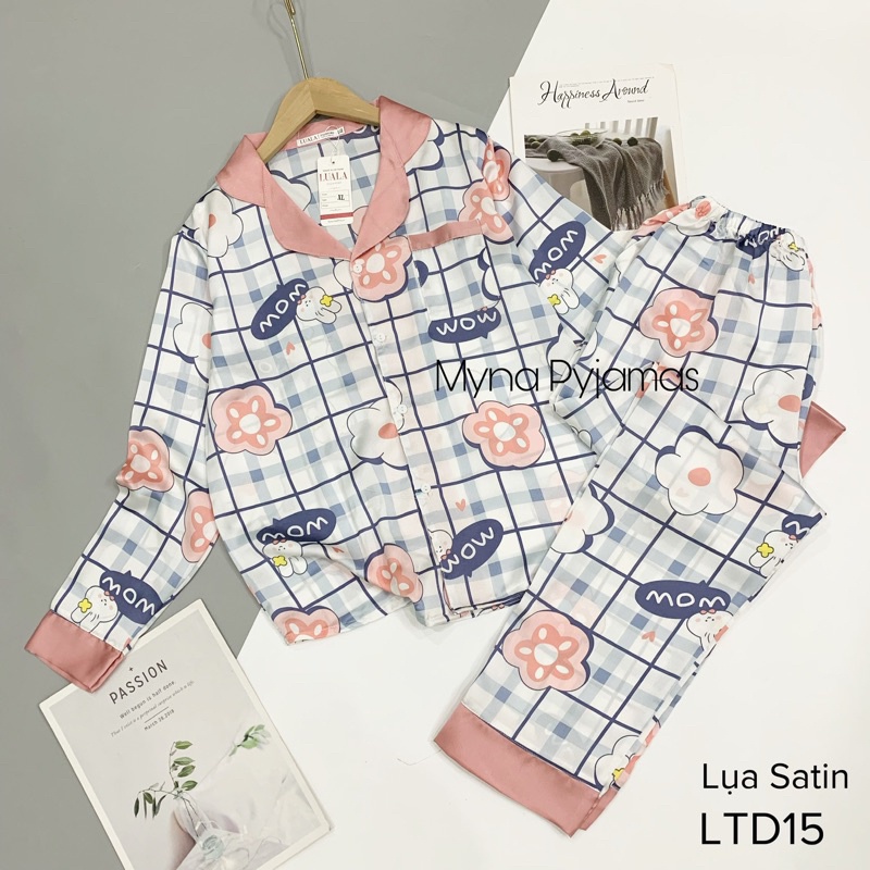 Bộ Pijama Lụa Satin Tay Dài ( Lụa đẹp, hàng có size, quần có túi)