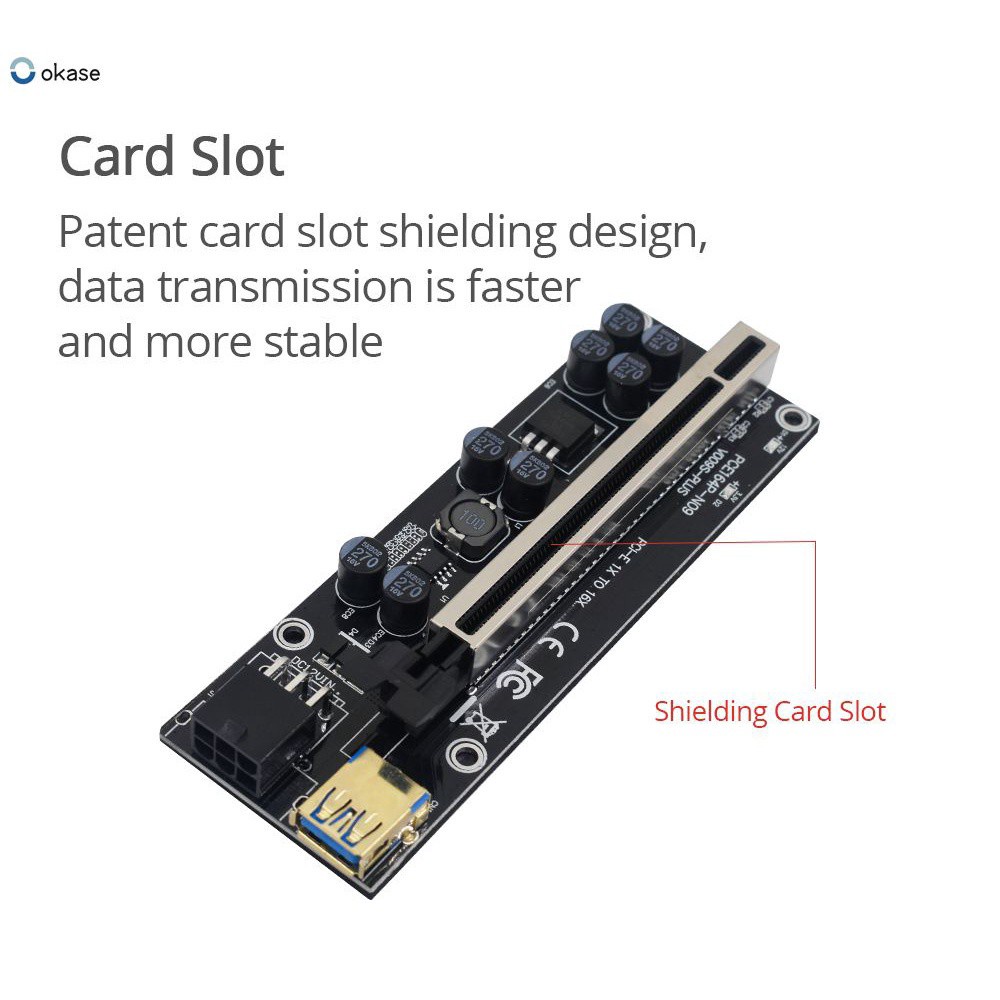 Card Đồ Họa Ver009S Plus Pci-E 009s Pcie X1 Sang X16 6pin Power 60cm Usb 3.0