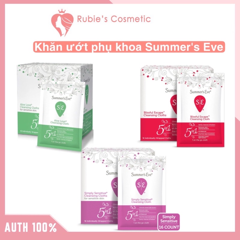 Khăn ướt phụ khoa Summer's Eve, hộp 16 gói