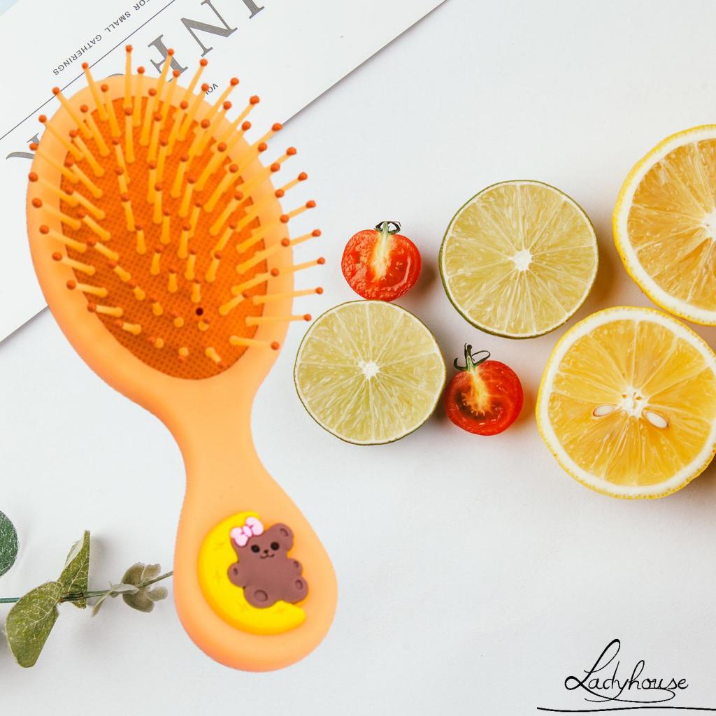 [Hàng mới về] Lược chải tóc túi khí mini bằng nhựa màu cầu vồng hình hoạt hình dễ thương cho nữ