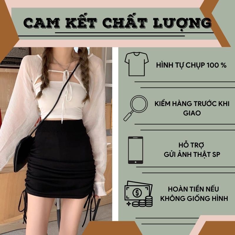 Chân Váy Rút Dây Ngắn Váy Body Thời Trang Chất Liệu Thun Gân Co Giãn Cao Cấp - Hazo