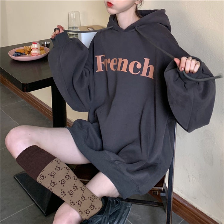 COZOK Áo Hoodie Dáng Rộng Dài Tay Thời Trang Cá Tính