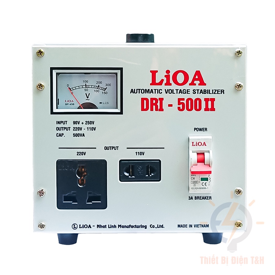 Ổn áp Lioa 0,5kva, DRI-500II, 1 pha, dải điện 90V - 250V