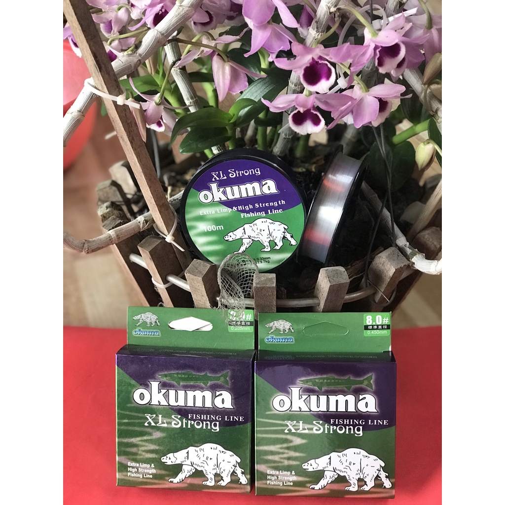 Dây Cước câu cá OKUMA, siêu bền 100m, dây trục link 100m