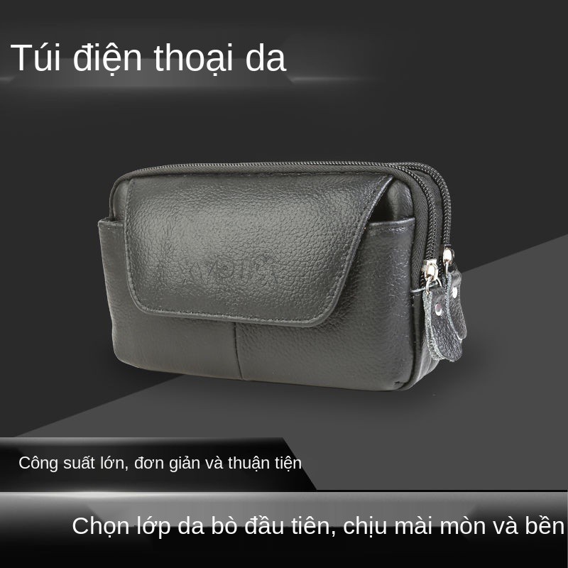 màn hình lớn thắt lưng da bò thật thể thao ngoài trời chống thấm nước chạy túi đựng điện thoại di động dung tích