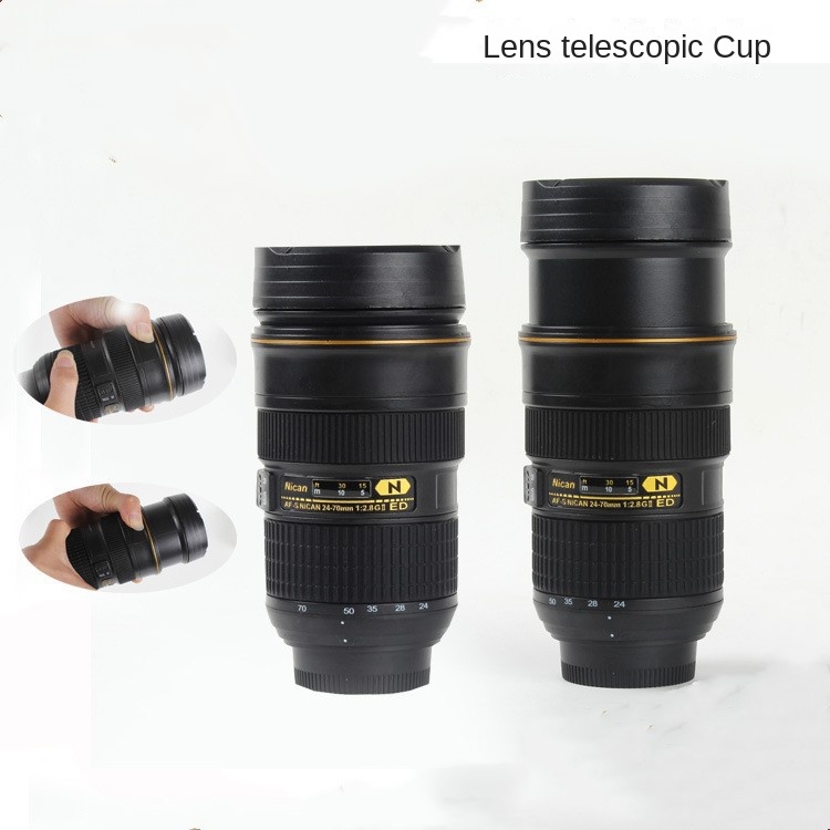 Cốc Nước Hình Ống Kính Máy Ảnh SLR Bằng Thép Không Gỉ Độc Đáo Cho Học Sinh/ Văn Phòng