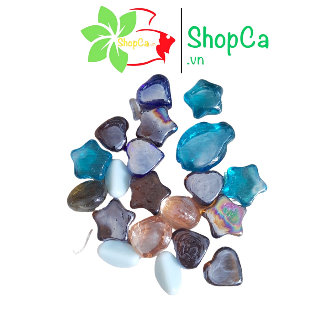 Túi Sỏi thủy tinh nhiều màu dùng trang trí bể cá mini (350g)