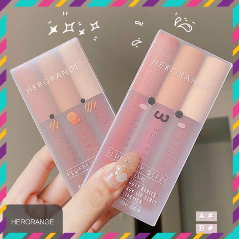 [HOT DEAL]  Set 3 SON KEM LÌ HERORANGE VELVET FLUFFY LIP GLAZE