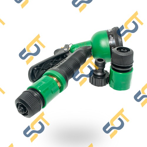 [6 KIỂU PHUN NƯỚC] Đầu phun &amp; súng tưới kết nối đuôi nối nhanh Tặng kèm bộ nối ống 16mm Sân vườn rửa xe phun tưới