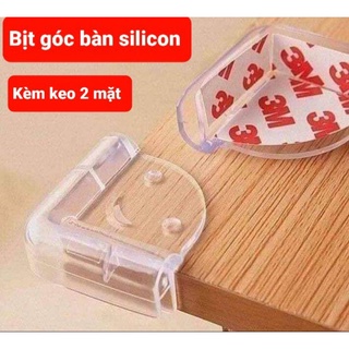 Combo 4 miếng bịt góc bàn silicon dạng vuông an toàn kèm băng keo 2 mặt giúp bám chắc vào góc bàn; cạnh giường.