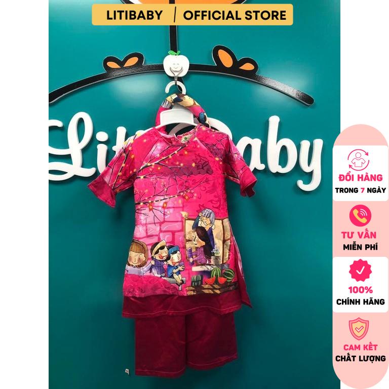 Áo dài phối hình gia đình sum vầy LITIBABY size 1/5