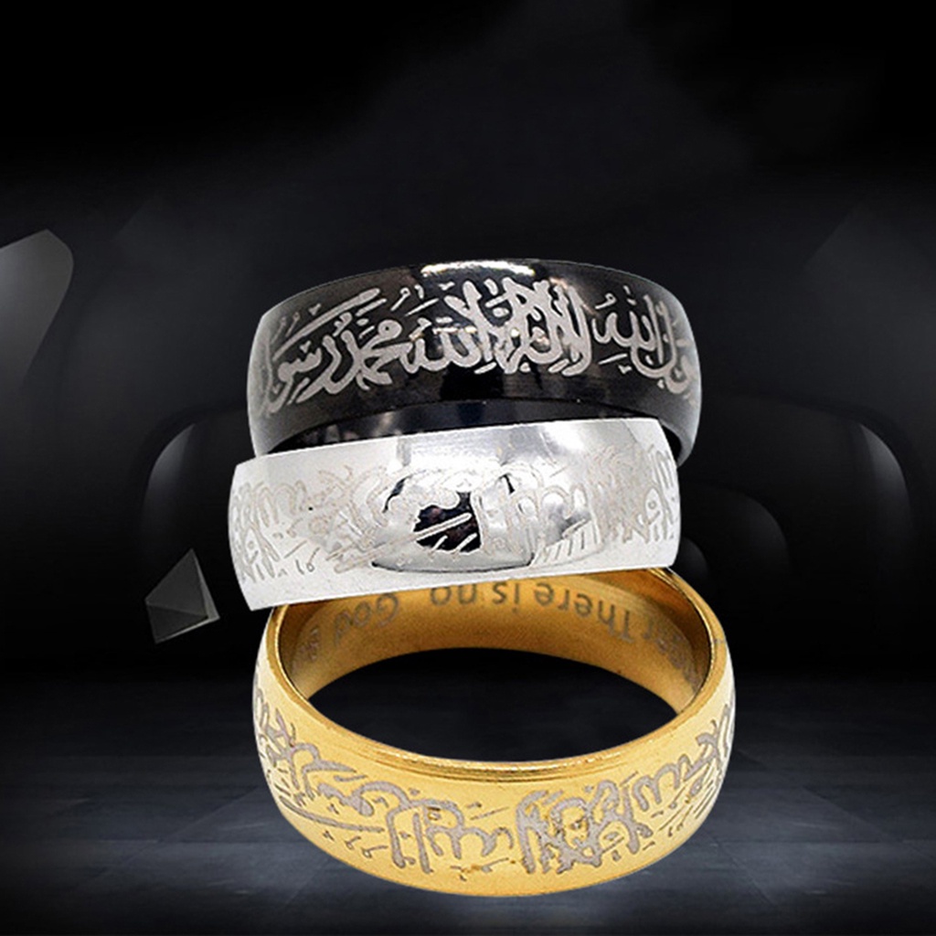 Nhẫn đeo tay thép titan tròn viền chữ độc đáo cá tính dành cho cặp đôi