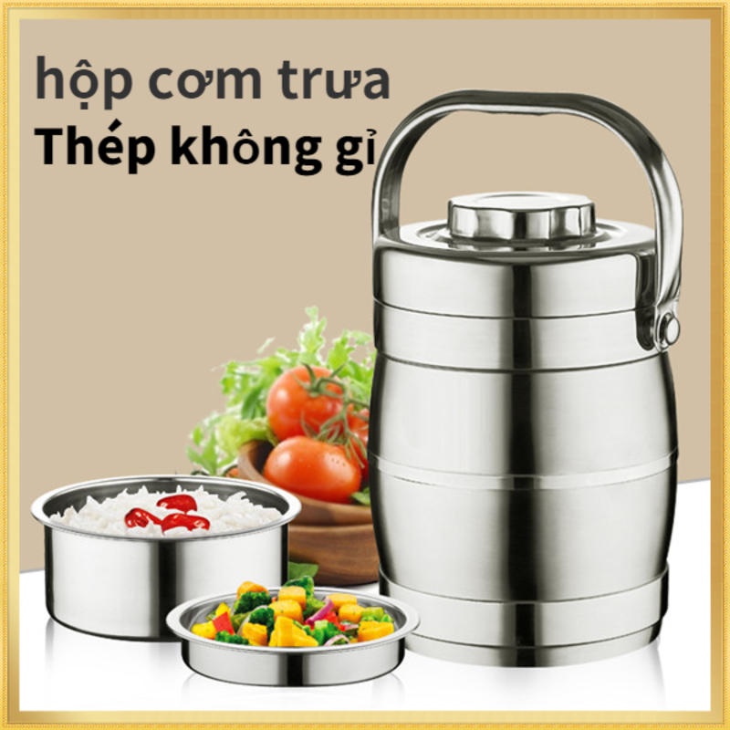 Hộp Cơm Trưa Cách Nhiệt 3 Tầng Bằng Thép Không Gỉ Sức Chứa LớnNồi inox, nồi giữ nhiệt, nồi hầm, nồi dung tích lớn, hộp cơm giữ nhiệt inox 2 lớp, hộp cơm giữ nhiệt 3 lớp, nồi dung tích lớn, hộp cơm văn phòng