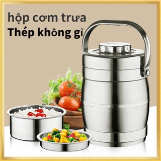 Hộp Cơm Trưa Cách Nhiệt 3 Tầng Bằng Thép Không Gỉ Sức Chứa LớnNồi inox, nồi giữ nhiệt, nồi hầm, nồi dung tích lớn, hộp cơm giữ nhiệt inox 2 lớp, hộp cơm giữ nhiệt 3 lớp, nồi dung tích lớn, hộp cơm văn phòng