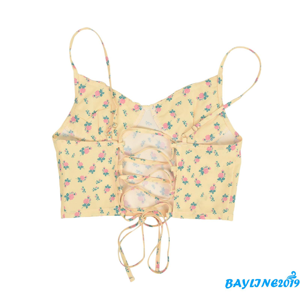 Áo Croptop Sát Nách Hoạ Tiết Hoa Thiết Kế Hở Lưng Quyến Rũ