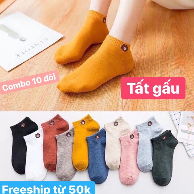 COMBO 10 đôi tất gấu nữ cổ ngắn hàng loại 1 siêu hot