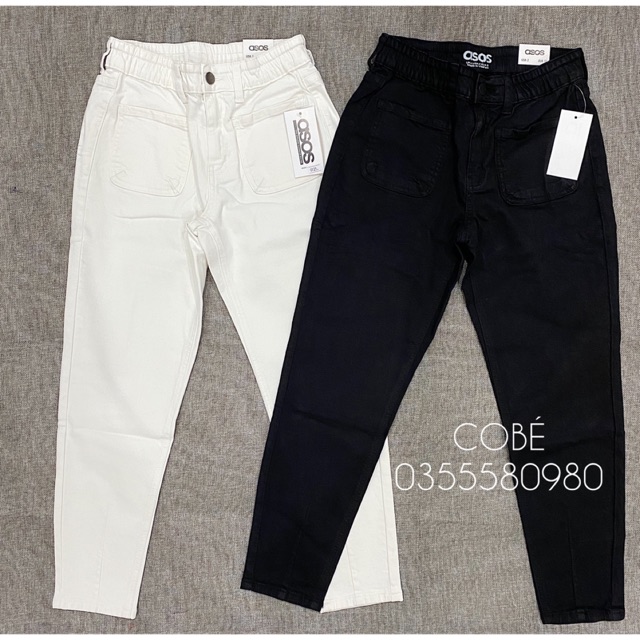 Quần baggy trắng &amp; đen lưng thun túi kiểu
