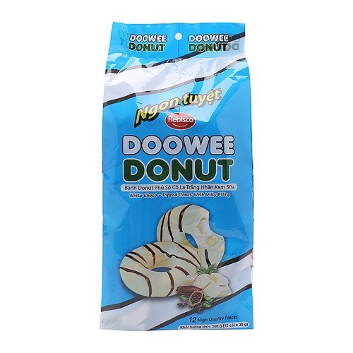 Bánh Doowee Donut Phủ Sôcôla Trắng Nhân Kem Sữa (Gói 12 cái)