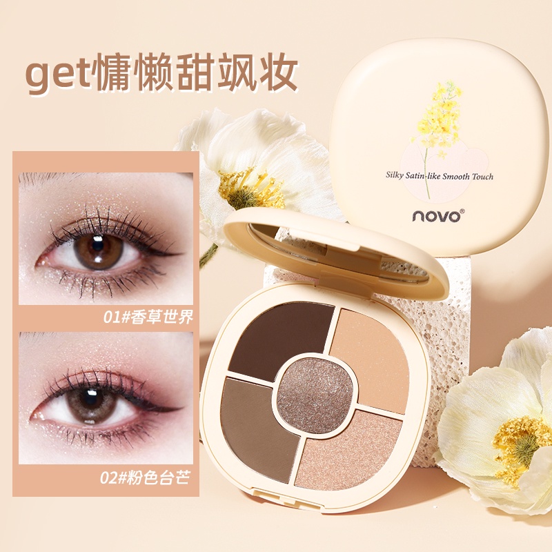 Bảng Phấn Mắt Novo 5 Màu Tông Đất / Lấp Lánh Chống Thấm Nước NO.5675