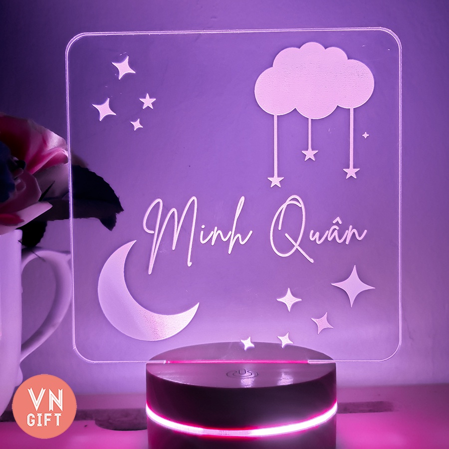 Đèn led 3D khắc tên  tên theo yc size 15cm 20 cm 25 cm có điều khiển từ xa,đèn 16 màu BH 3 tháng toàn quốc