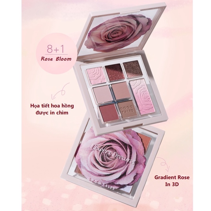 Bảng Phấn Mắt 8 Ô GOGO TALES Clouds Rose Flower Dreams GT364 - GOGOTALES