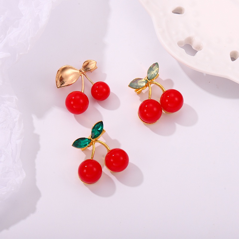 Huy Hiệu Cài Áo Hình Trái Cherry / Trái Đào 5 Kiểu Tinh Tế Thích Hợp Làm Quà Tặng Cho