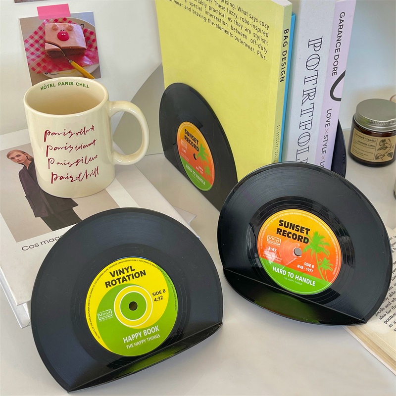 Giá Đỡ Sách Hình Đĩa Than Bằng Vinyl Phong Cách Retro