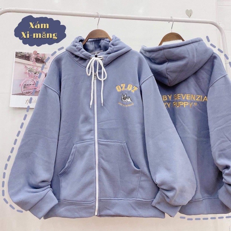 [Mã SKAMA06 giảm 8% TỐI ĐA 50K đơn250K] Áo Khoác Hoodie Zip Nỉ Bông 07.07 màu Xanh xám/Nam nữ Unisex/FREESHIP | BigBuy360 - bigbuy360.vn