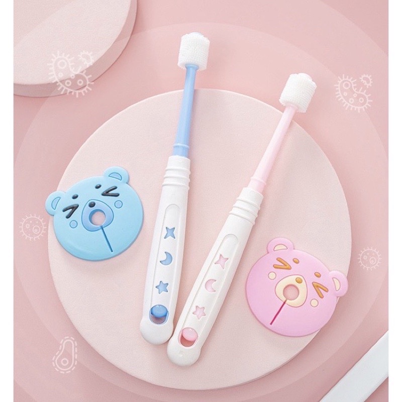 Bàn chải 360 độ hình thú đáng yêu, có nút chặn an toàn cho bé