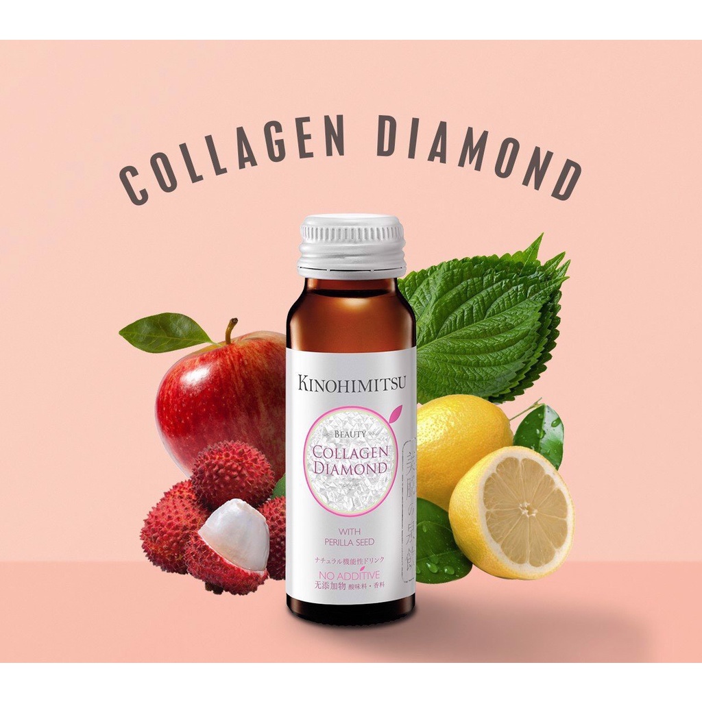 Nước Uống Kinohimitsu Đẹp Da J'Pan Collagen Diamond 5300 Drink hộp 16 chai(50ml/chai)