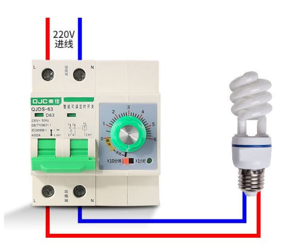 Công tắc hẹn giờ  tắt đếm ngược công suất lớn 32A 63A QJC tối đa 60 phút núm điều chỉnh xanh aptomat hẹn giờ