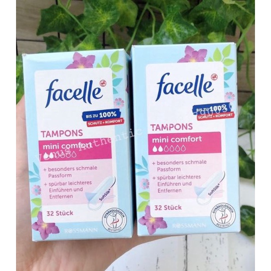 Băng vệ sinh dạng ống Tampon Facelle Đức Mini Cormfort 2 giọt siêu êm hộp 32 miếng - Hàng nội địa Đức có bill